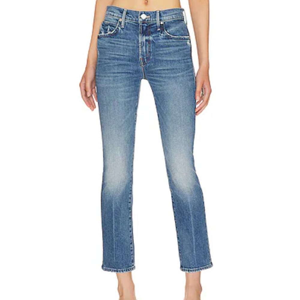 MOTHER Straight-Leg Jeans in Faded Blue Wash
